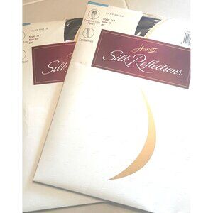 Hanes Silk Reflections 2PR Silky‎ Sheer Control Top Pantyhose Size EF Sandlefoot
